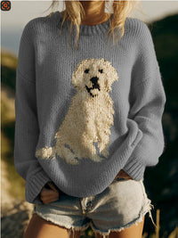 Casual Crew-neck Faux Sweater Loose-fit Knit Top