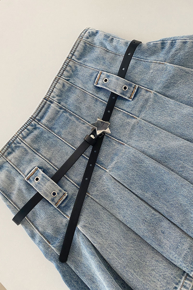 XINGX Belt Retro Belt Denim Skirted Leggings Decoration