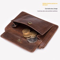 Mens Minimalist Leather Coin And Transit Card Holder