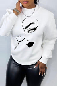 Women's Printed Long Sleeve Crew Neck Casual Loose Sweater