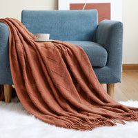 Sofa Cover Herringbone Knitted Office Air Conditioning Nap Blanket