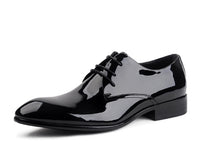 Leather Lace-up Glossy Wedding Shoes  Leather Pointed-toe