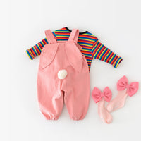 Baby Cotton Suspender Pants Spring New Baby Girl Cartoon Rabbit Ear Pants