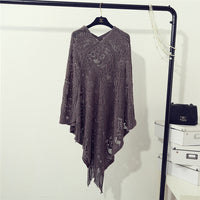 Women's Knitted Crocheted Hollow Irregular Tassel Pullover Sweater