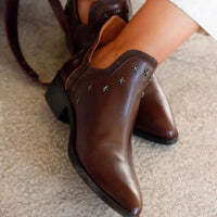 Fashion Ankle Boots With Metal Decoration Low Square Heel Large Size Ladies European And American Style