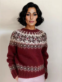 Thick Needle Cloth Digital Printed Round Neck Sweater