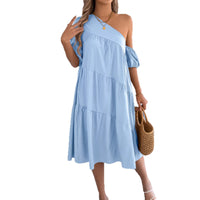 Womens Loose Flared Maxi Skirt With A Ruffled Hem