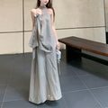 Irregular Halter Top And Slip Dress Set