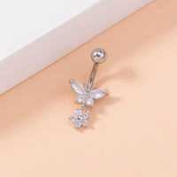 Cross-border hot-selling personality fashion trend micro-inlaid butterfly belly button nails creative zircon piercing belly button accessories women