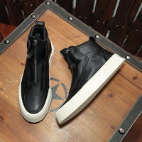 Men's Fashion High Top Flat Shoes Genuine Leather