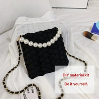 DIY Craft Kit Yarn, Crochet Hook, And Fabric Strips For Making A ShoulderCrossbody Bag