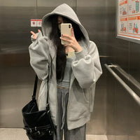Women's Sweater Fleece Zipper Cardigan Hooded Coat