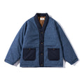 Chinese Style Retro Washed Batik V-neck Cotton-padded Coat