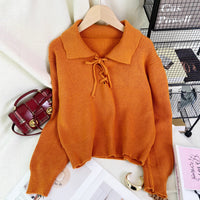 Women's Retro Lace-Up Long Sleeve Sweater
