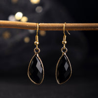 Natural Crystal Drop Earrings With Amethyst And Gold-plated Edges