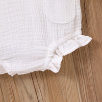 Bubble Cotton Square Collar Flounced Sleeve Sleeve Romper