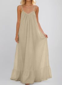 Summer Sexy Strap Sleeveless Solid Color Maxi Dress