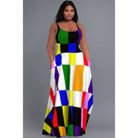 Women's Fashionable Plus-Size Printed Slip Dress