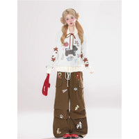 Sweet Puppy Embroidery Sweater Coat For Women Relaxed-Style Knitted Top