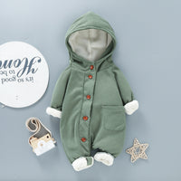 Boys' Overall Autumn And Winter Button Hooded