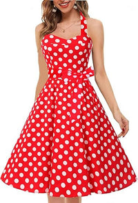 Womens Neck-Hanging Tube Top Sleeveless Printed Retro Maxi Dress