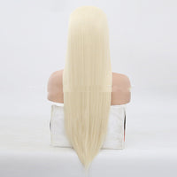 Women's Gold Front Lace Hand Hook Wig Long Straight Hair Cover