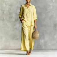 Women's Cotton And Linen Wide-leg Pants Suit