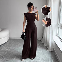 Irregular Hem Top And Wide-leg Pants Two-piece Set
