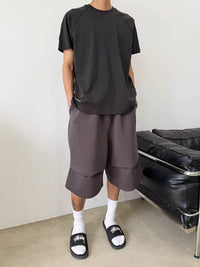 Men's Loose Wide-leg Casual Cut-off Shorts