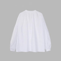 Womens Solid Color Crew Neck Loose Single Breasted Long Sleeve Shirt