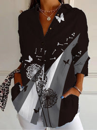 Womens Sophisticated Elegant Versatile Long-sleeve Blouse