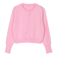Loose Thin Purplish Red Single-breasted Knitted Cardigan Coat For Women