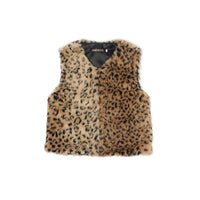 Fashionable Leopard-Print Faux Fur Vest For Kids In Europe And America