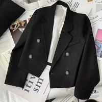 Solid-color  Slimming Short Blazer With Long Sleeves