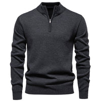 Casual Men's Solid Color Half-zip Sweater