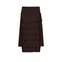 Temperament Slim-fit Midi Skirt With Layered Decoration