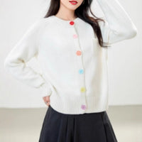 Womens Crew-neck Cardigan Sweater Jacket