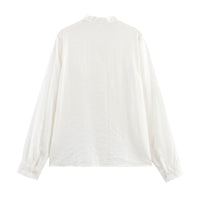 Vertical Lace Laminated Decoration Shirt