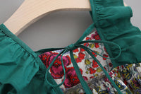 New Girls' Summer Printed Flounced Sleeve Suit Vest Shorts Two-piece Set