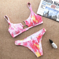 Hot Selling Solid Color Pleated Cutout Bikini