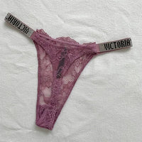 Rhinestone Lace Underwear Women's T-back
