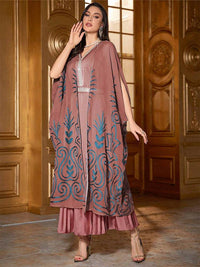 Fashion Embroidered 34 Sleeve Dubai Robe