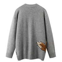 Cartoon Cat Jacquard Pattern Knitted Long Sleeve