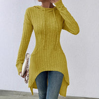 Irregular Mid-length Drawstring Long-sleeve Hoodie Jacket