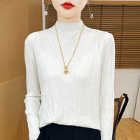 Knitted Jacquard Long-sleeved Sweater For Women As Base Layer