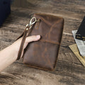 Vintage Brown Crazy Horse Leather Big Screen Mobile Phone Bag