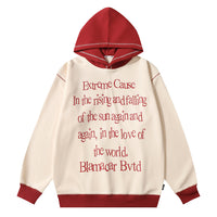 Letter Printing Color Stitching Hoodie Men's Loose