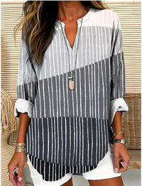 Womens Fashionable Loose Shirt With 3D Floral Print And V-Neck