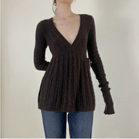 Summer New Fashion Sexy V-neck Leisure Warm Comfortable Sweater Top Women