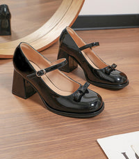 Chunky Heel Round Toe Large Size Wide Feet Mary Jane Shoes Women
